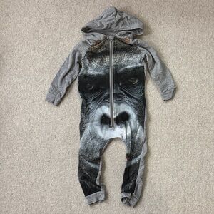 Cozy Gray Gorilla Kids Footie